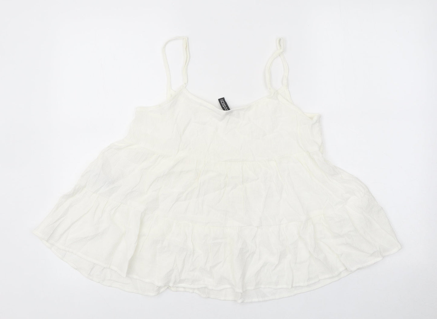 Devided Womens White Viscose Basic Tank Size 8 V-Neck
