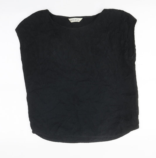 Putielal Womens Black Polyester Basic T-Shirt Size M Round Neck
