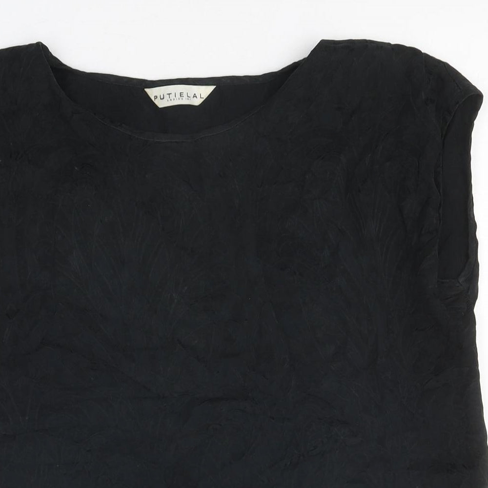 Putielal Womens Black Polyester Basic T-Shirt Size M Round Neck
