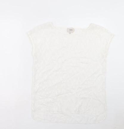 Charli Womens White Argyle/Diamond Polyester Basic T-Shirt Size 8 Boat Neck