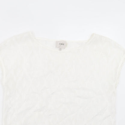 Charli Womens White Argyle/Diamond Polyester Basic T-Shirt Size 8 Boat Neck
