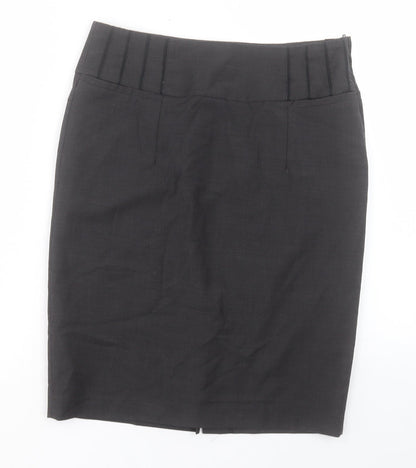 Next Womens Grey Polyester Straight & Pencil Skirt Size 10 Zip