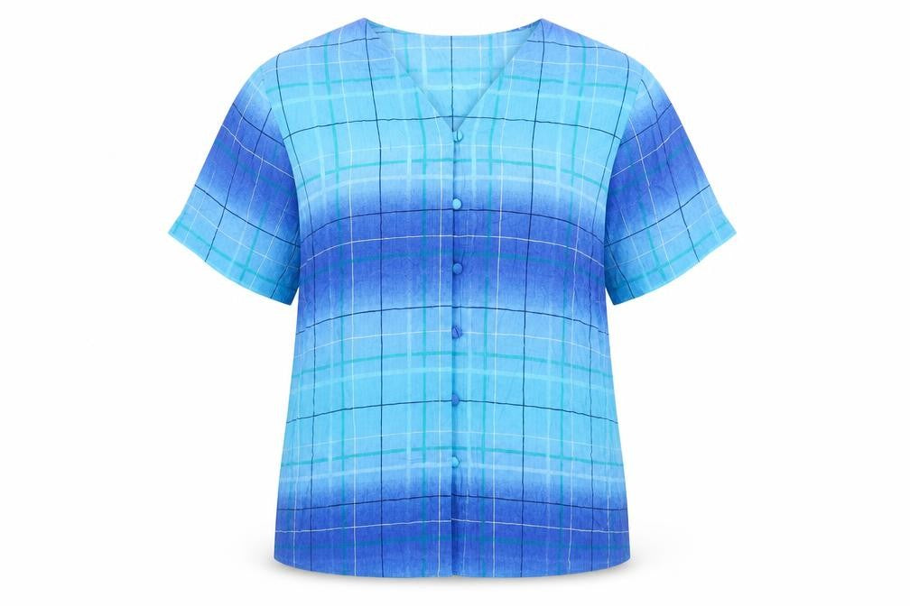 Berkertex Womens Blue Viscose Basic Button-Up Size 14 V-Neck