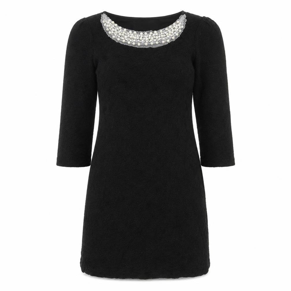 Pussycat London Womens Black Polyester Shift Size M Boat Neck Pullover