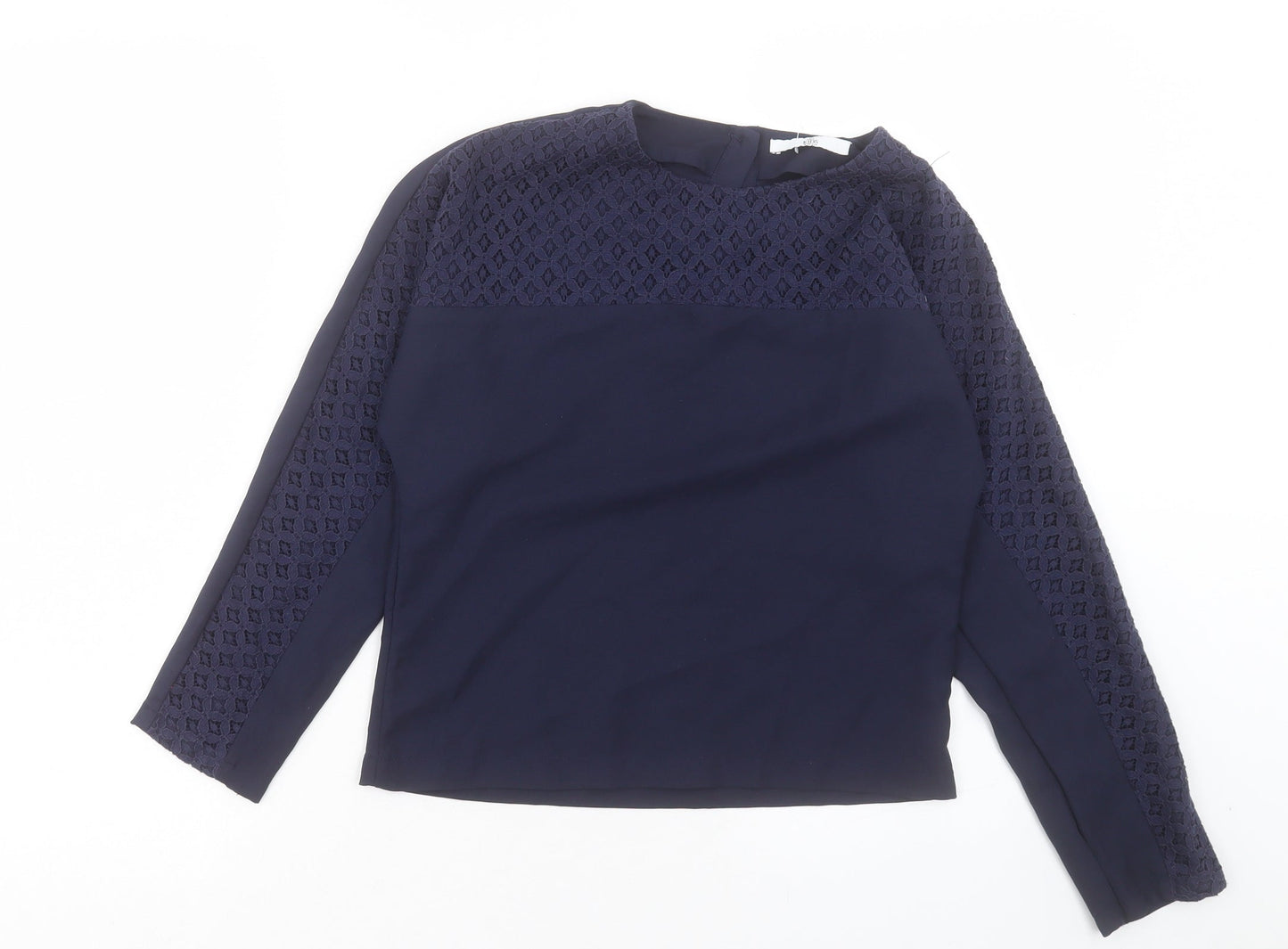 Marks and Spencer Girls Blue Polyester Basic Casual Size 11-12 Years Crew Neck Button