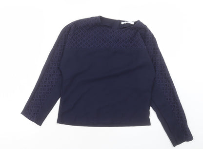 Marks & Spencer Girls Blue Polyester Basic Casual Size 11-12 Years Crew Neck Button