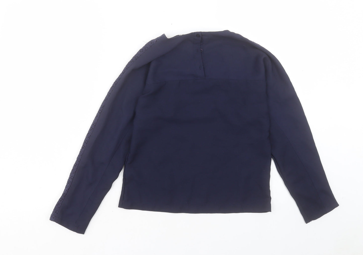 Marks and Spencer Girls Blue Polyester Basic Casual Size 11-12 Years Crew Neck Button