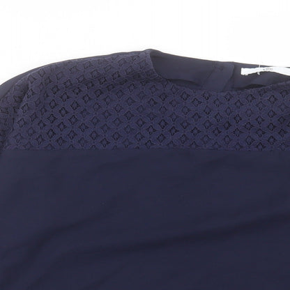 Marks & Spencer Girls Blue Polyester Basic Casual Size 11-12 Years Crew Neck Button