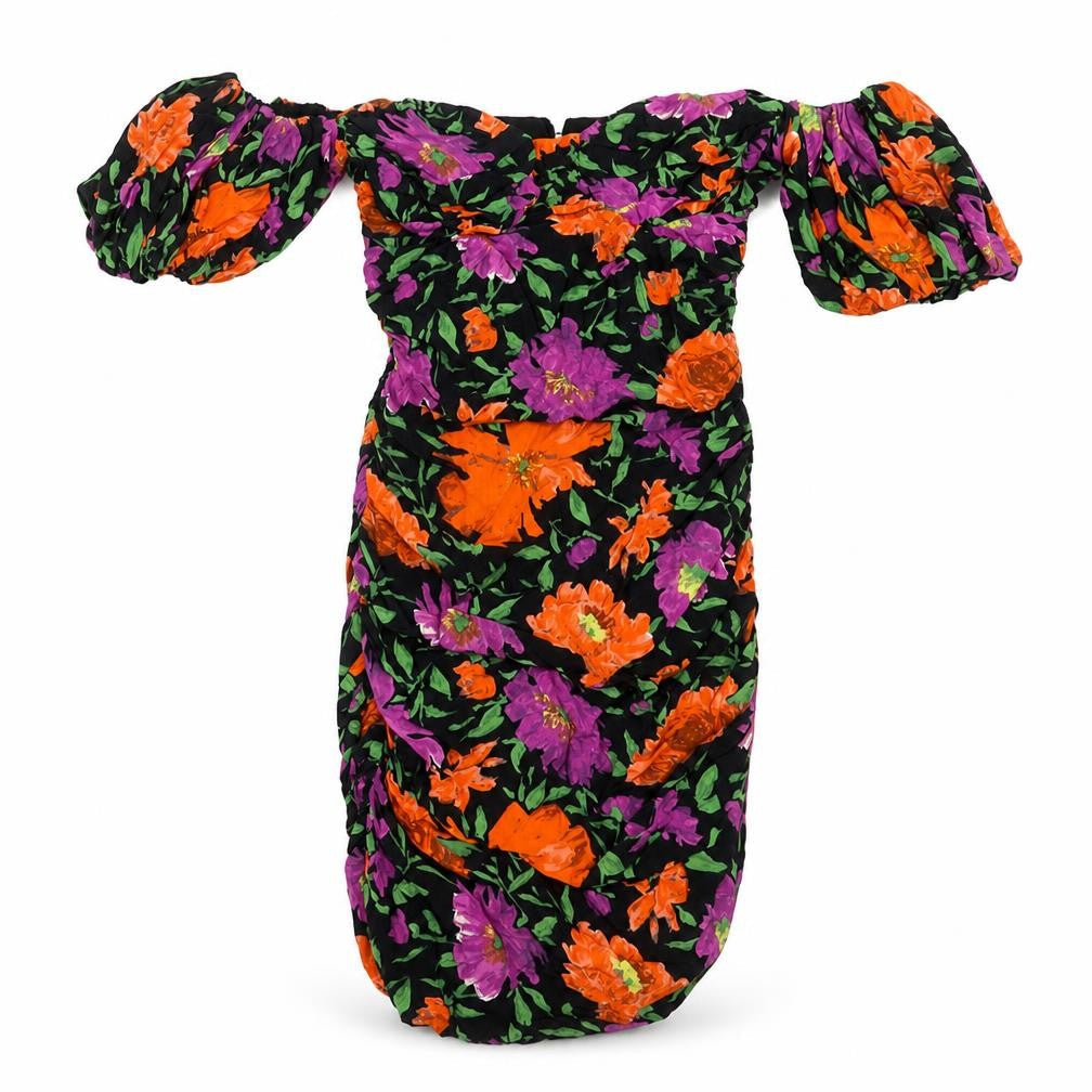 Zara Womens Multicoloured Floral Polyester Bodycon Size XS Off the Shoulder Pullover