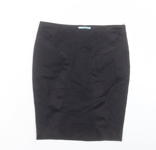 marcano Womens Black Cotton Straight & Pencil Skirt Size S Zip