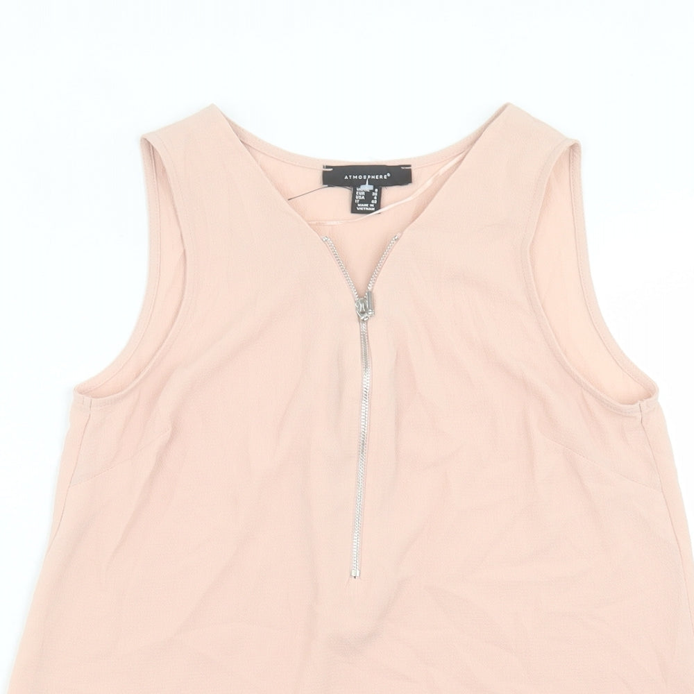Atmosphere Womens Pink Polyester Basic Tank Size 8 V-Neck
