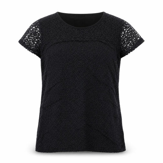 Laura Ahsley Womens Black Polyester Basic T-Shirt Size 14 Crew Neck