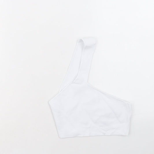 Zara Womens White Viscose Cropped Tank Size S One Shoulder