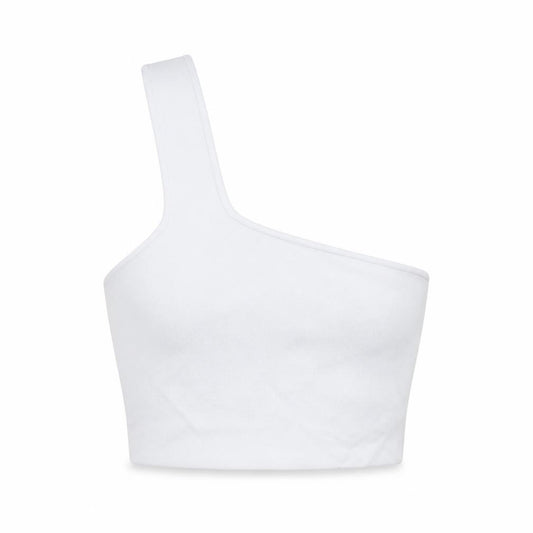 Zara Womens White Viscose Cropped Tank Size S One Shoulder