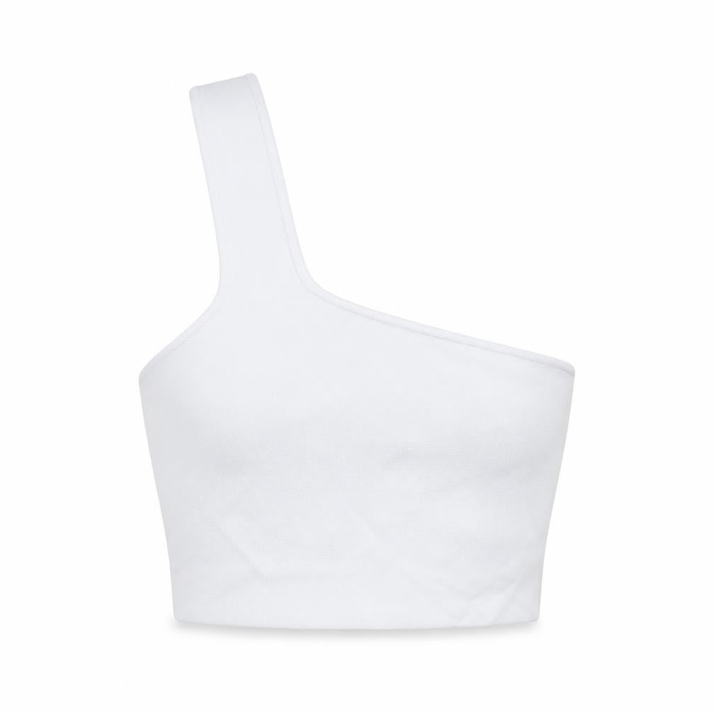 Zara Womens White Viscose Cropped Tank Size S One Shoulder