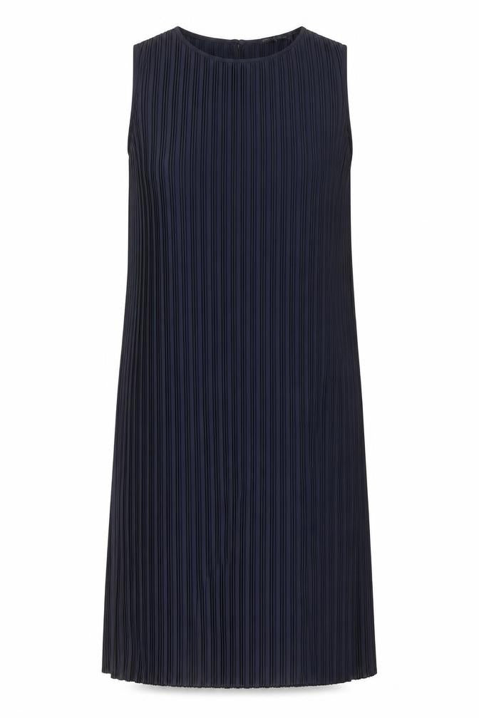 Marks & Spencer Womens Blue Polyester A-Line Size 12 Crew Neck Button