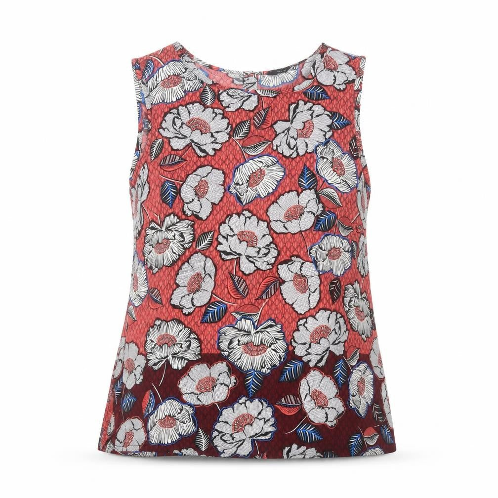 New Look Womens Pink Floral Polyester Basic Tank Size 10 Boat Neck