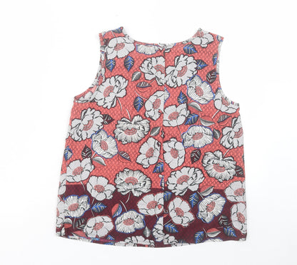 New Look Womens Pink Floral Polyester Basic Tank Size 10 Boat Neck
