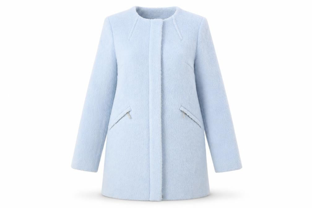 Marks & Spencer Womens Blue Overcoat Coat Size 12 Zip