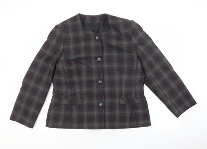 Holmewood Womens Grey Plaid Jacket Blazer Size 16 Button - Scoop neck