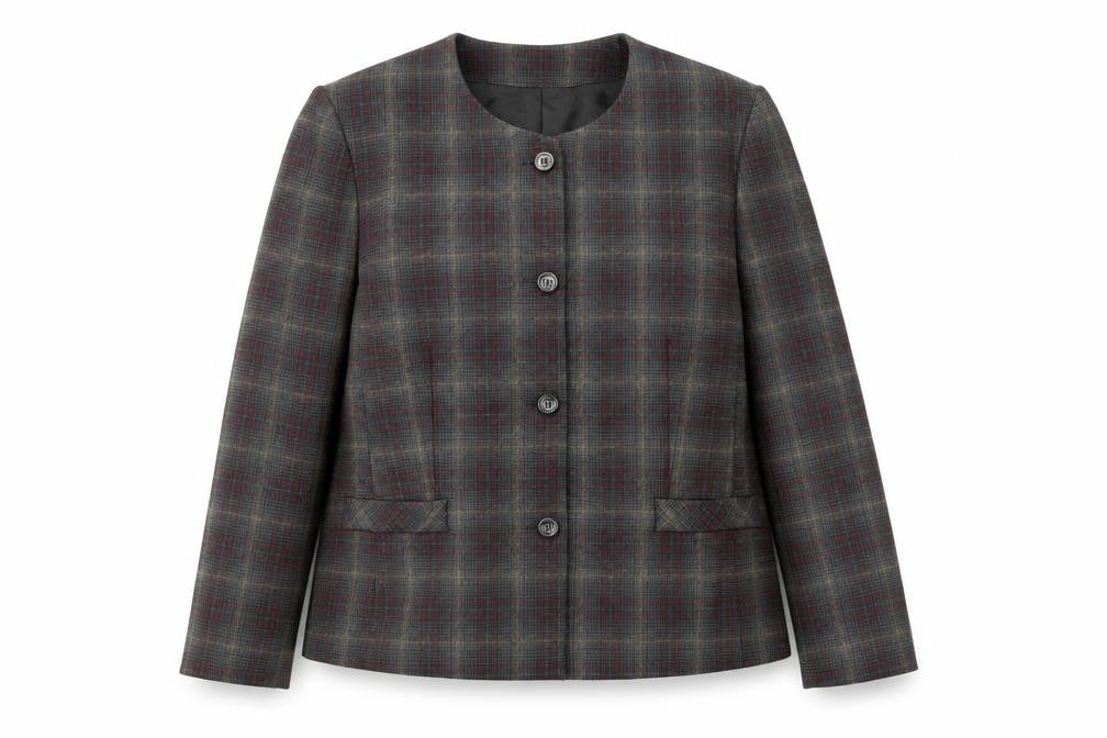 Holmewood Womens Grey Plaid Jacket Blazer Size 16 Button - Scoop neck