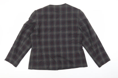 Holmewood Womens Grey Plaid Jacket Blazer Size 16 Button - Scoop neck