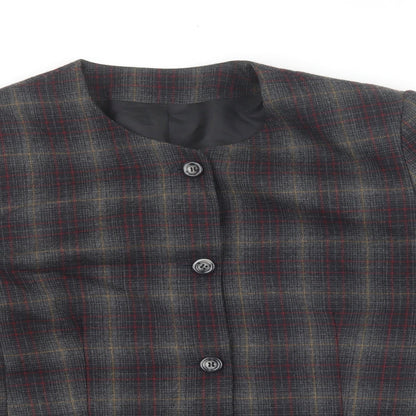 Holmewood Womens Grey Plaid Jacket Blazer Size 16 Button - Scoop neck