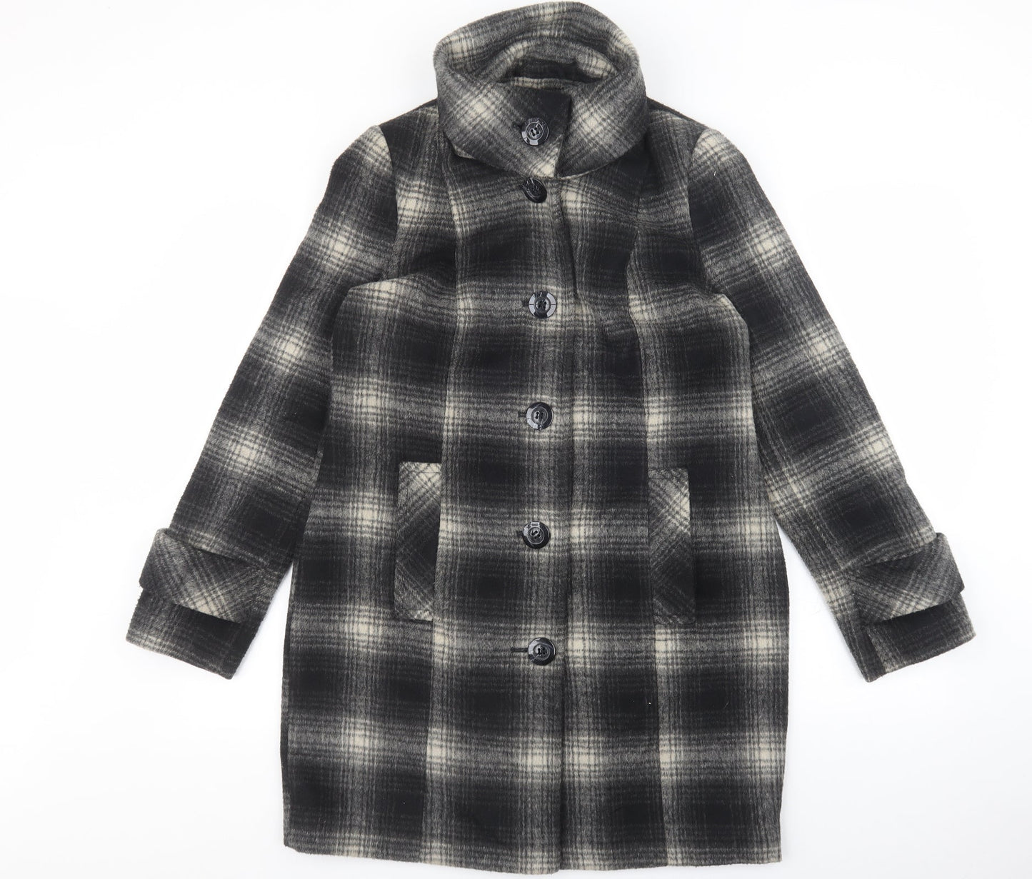 Debenhams Womens Multicoloured Plaid Trench Coat Coat Size 10 Button - Collared