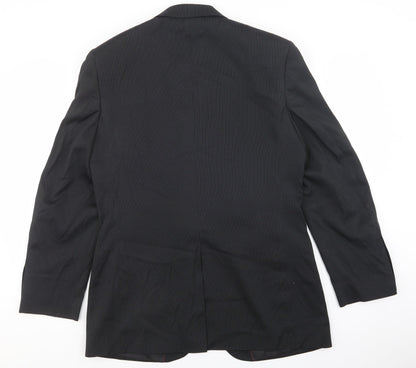 F&F Mens Black Striped Polyester Jacket Suit Jacket Size 38