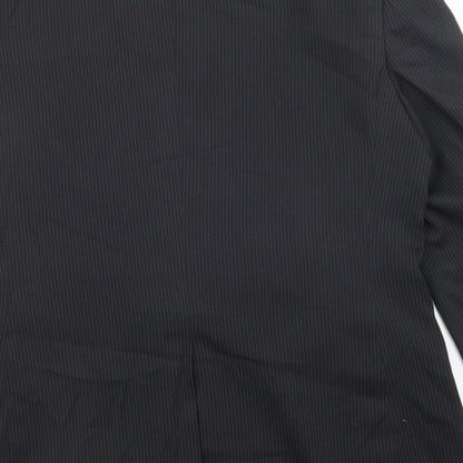 F&F Mens Black Striped Polyester Jacket Suit Jacket Size 38