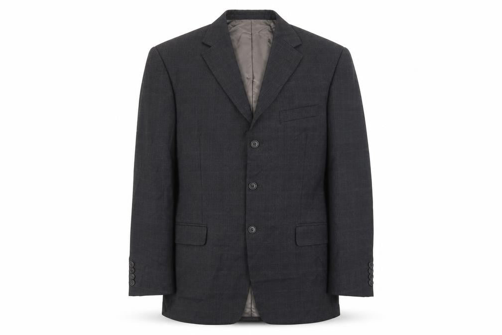 Marks & Spencer Mens Grey Plaid Wool Jacket Suit Jacket Size 42