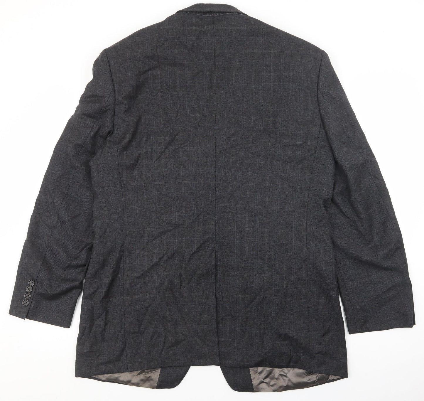 Marks and Spencer Mens Grey Plaid Wool Jacket Suit Jacket Size 42