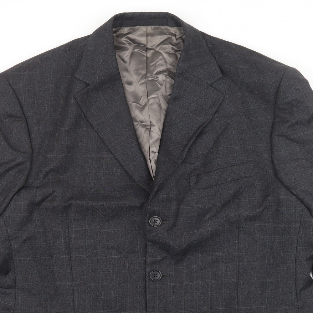 Marks and Spencer Mens Grey Plaid Wool Jacket Suit Jacket Size 42