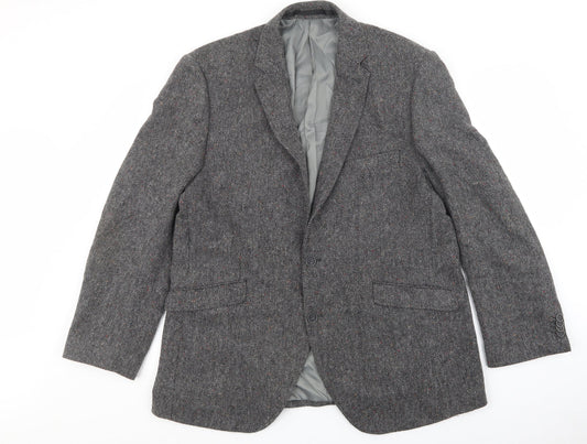 Brook Taverner Mens Grey Geometric Wool Jacket Blazer