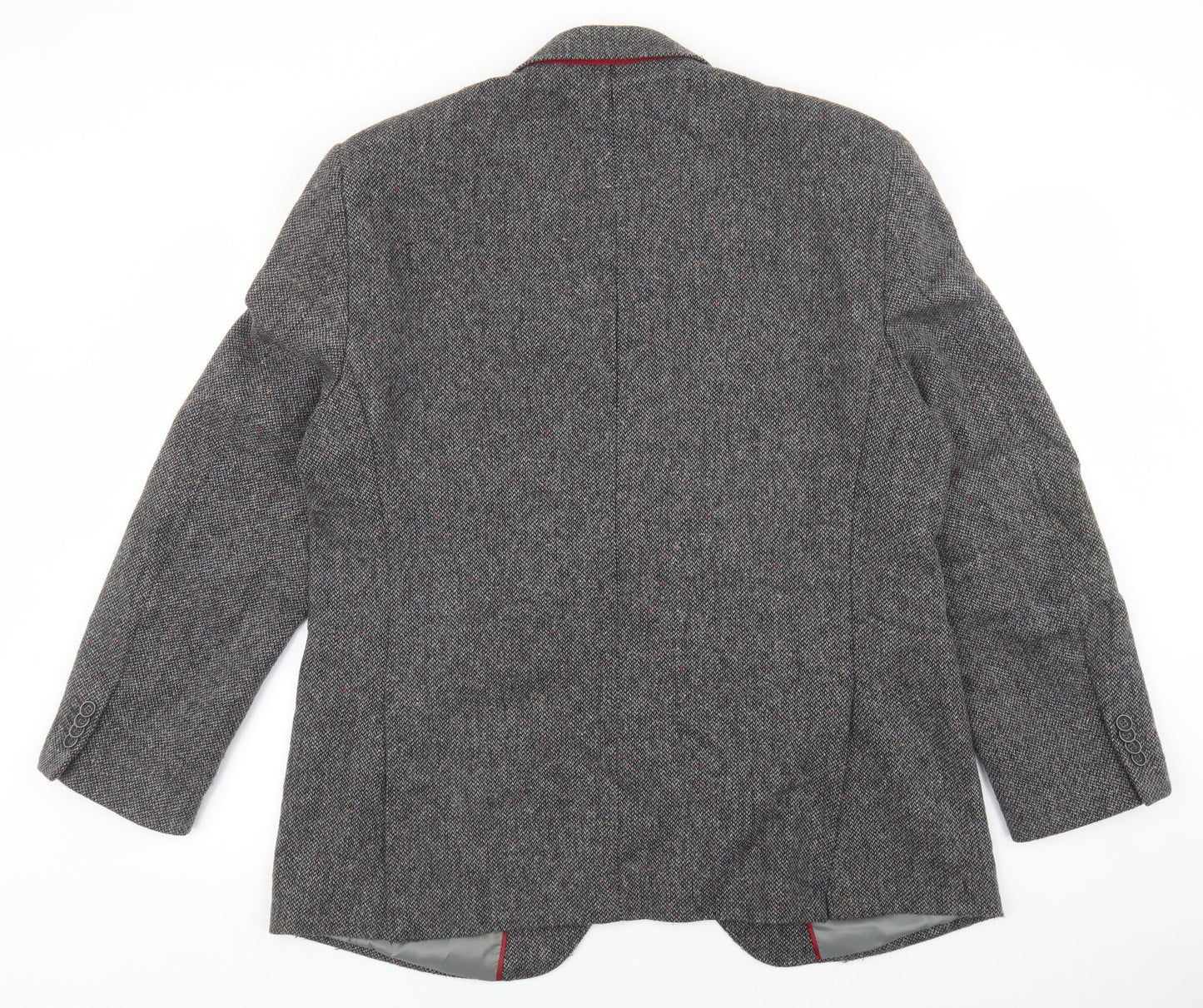 Brook Taverner Mens Grey Geometric Wool Jacket Blazer