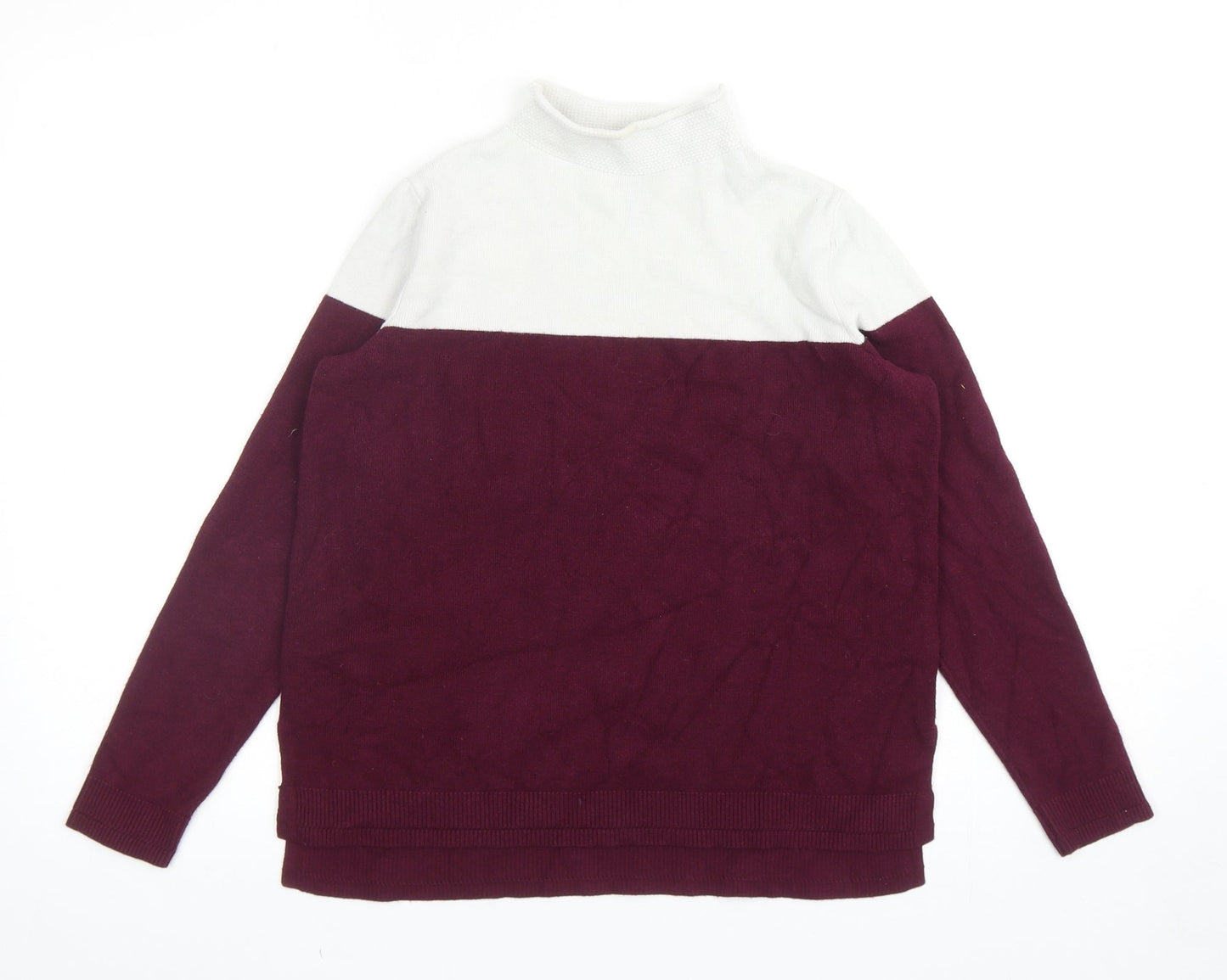 Marks and Spencer Womens Purple Mock Neck Viscose Pullover Jumper Size 10 - Colourblock