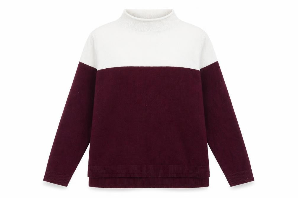Marks & Spencer Womens Purple Mock Neck Viscose Pullover Jumper Size 10 - Colourblock