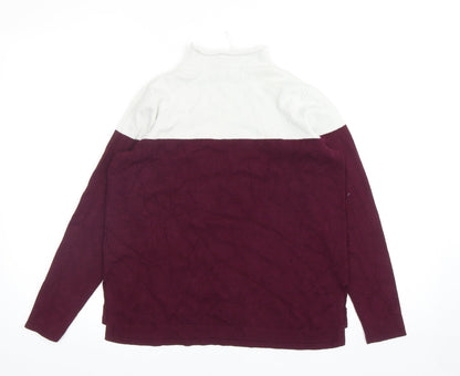 Marks & Spencer Womens Purple Mock Neck Viscose Pullover Jumper Size 10 - Colourblock