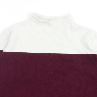 Marks & Spencer Womens Purple Mock Neck Viscose Pullover Jumper Size 10 - Colourblock
