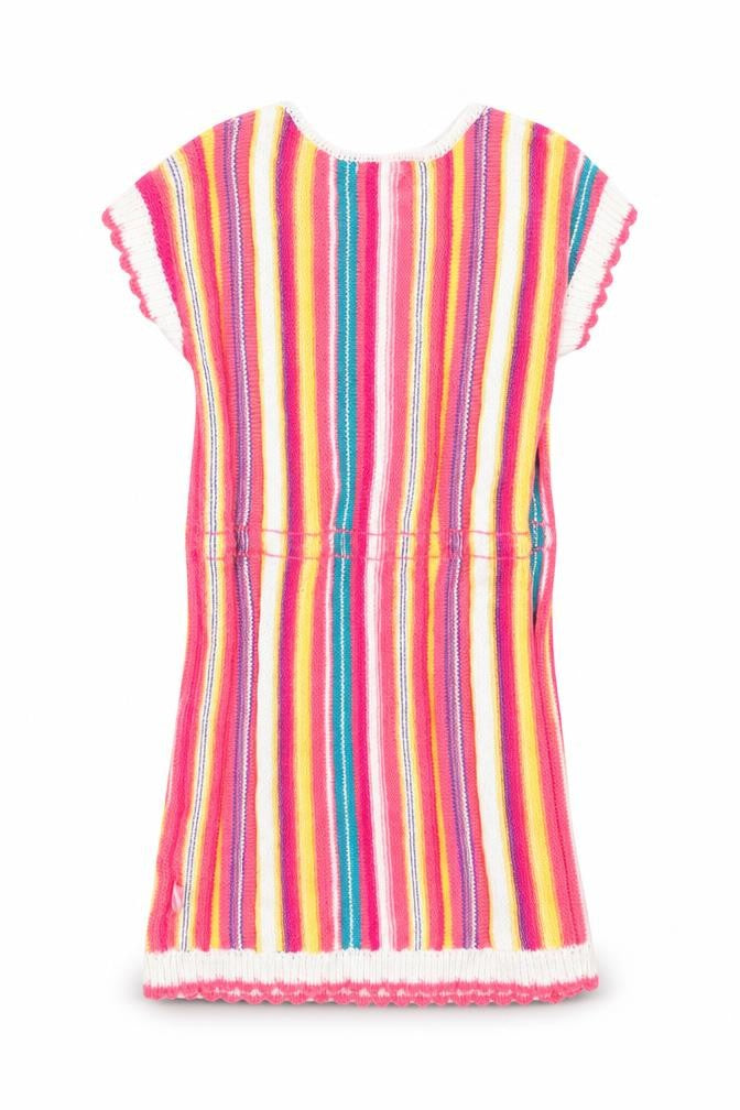 Billieblush Girls Multicoloured Striped Cotton Jumper Dress Size 3 Years Round Neck Drawstring