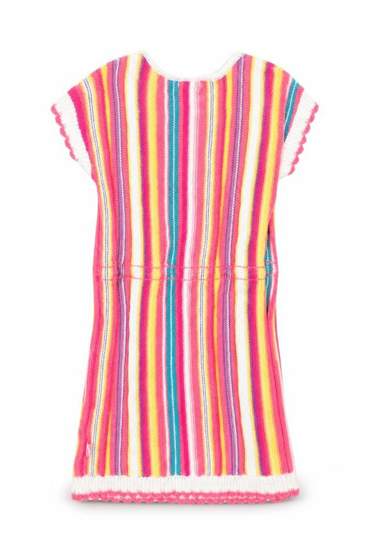 Billieblush Girls Multicoloured Striped Cotton Jumper Dress Size 3 Years Round Neck Drawstring