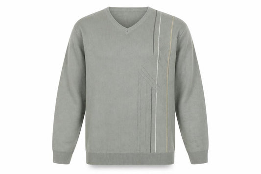 Armando Mens Green V-Neck Acrylic Pullover Jumper Size L