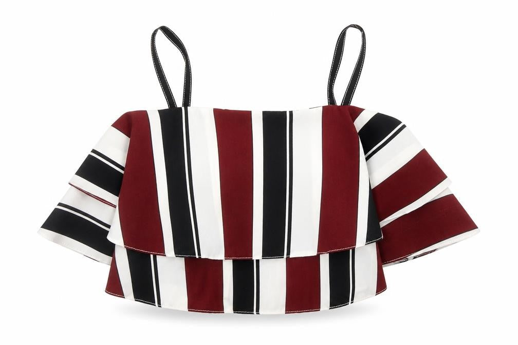 River Island Girls Multicoloured Striped Polyester Camisole Dress Shirt Size 9 Years Scoop Neck Pullover - Cropped