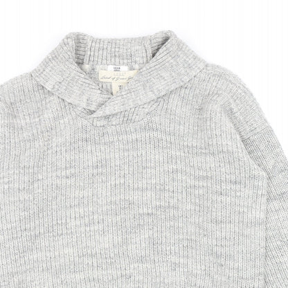 H&M Mens Grey Collared Cotton Pullover Jumper Size S