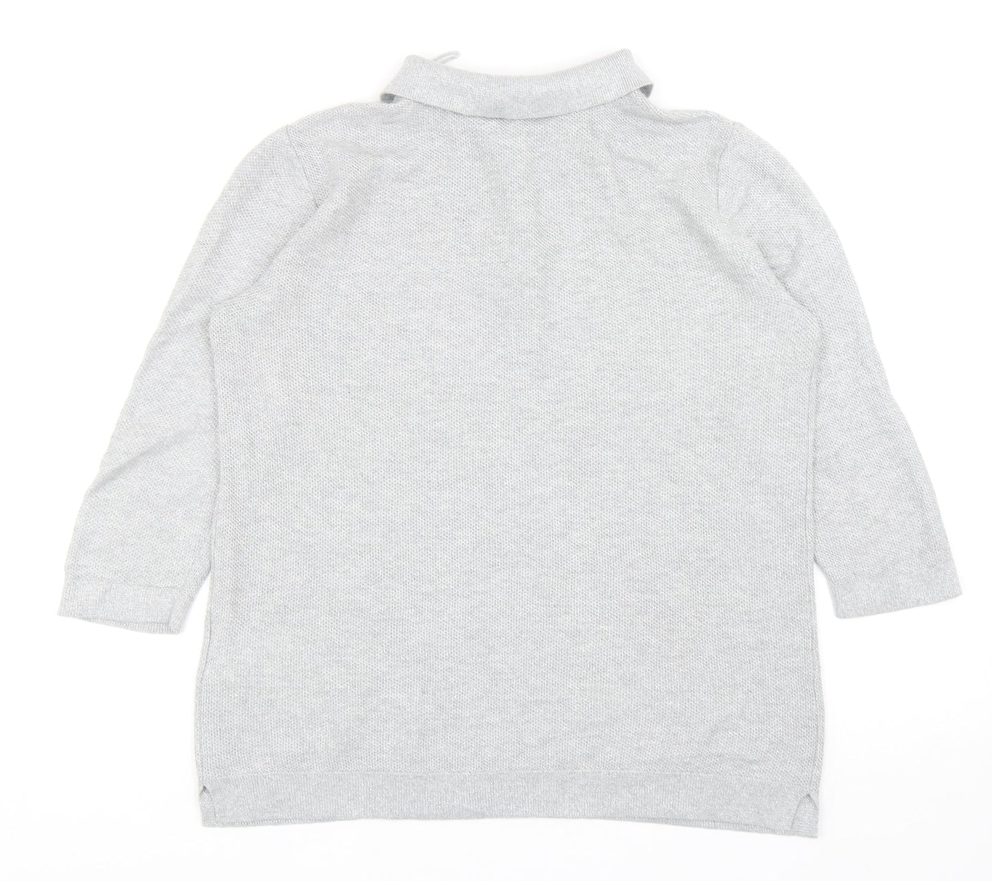 Yessica Womens Grey Cotton Basic Polo Size M Collared
