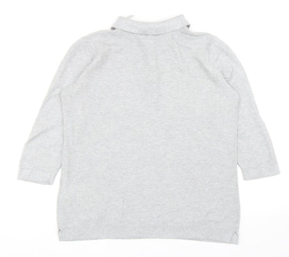 Yessica Womens Grey Cotton Basic Polo Size M Collared