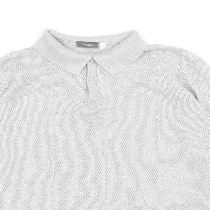 Yessica Womens Grey Cotton Basic Polo Size M Collared