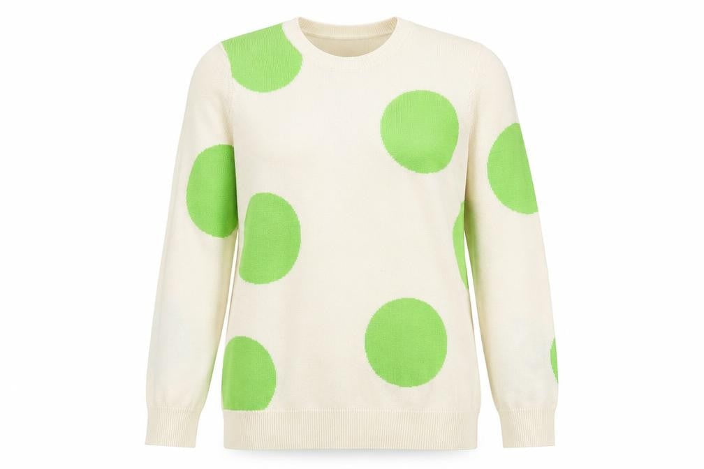 Marks & Spencer Womens Ivory Round Neck Polka Dot Acrylic Pullover Jumper Size 10