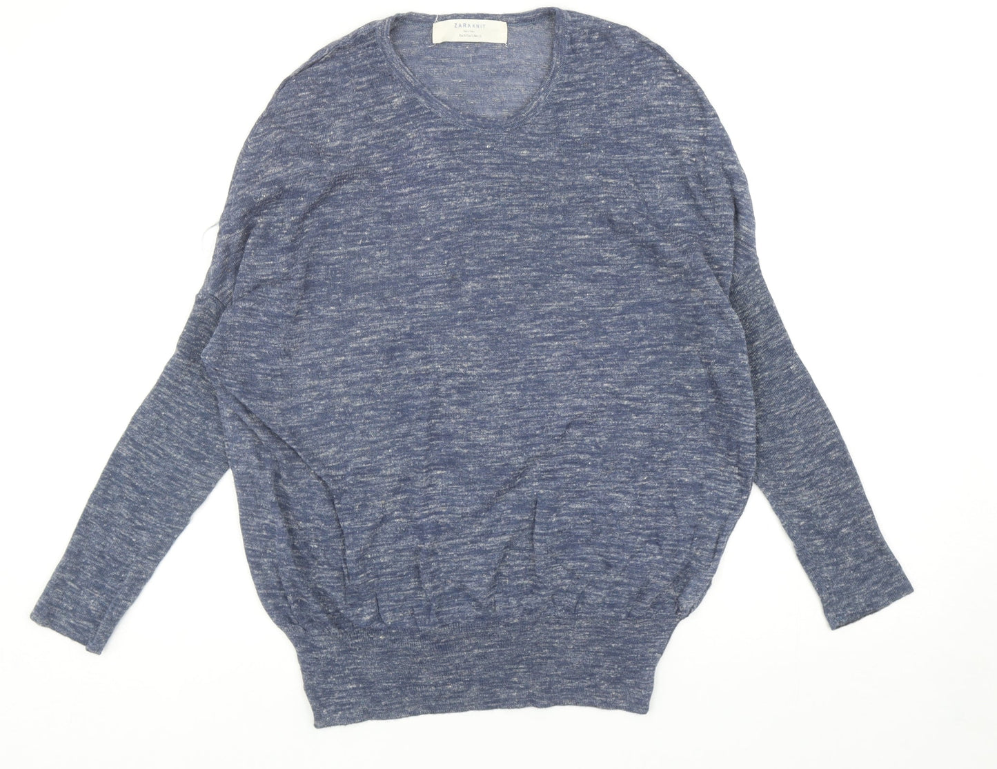 Zara Womens Blue Round Neck Acrylic Pullover Jumper Size S