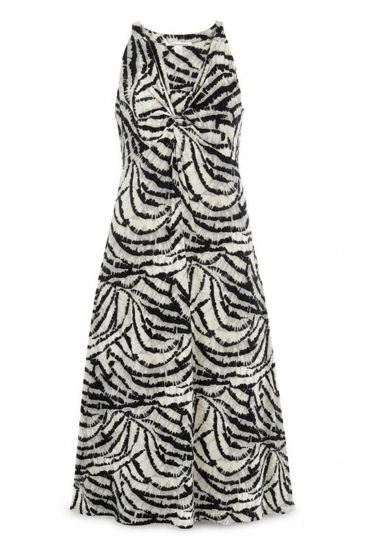 Kenneth Cole Womens Black Geometric Polyester Tank Dress Size S V-Neck Pullover - Twist Detail